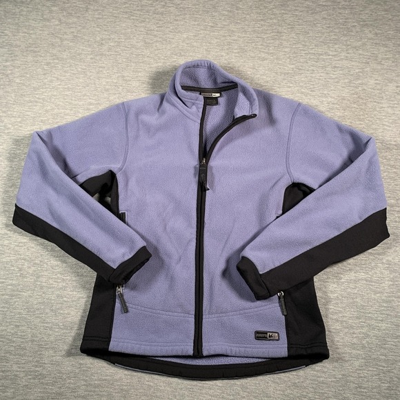 REI Fleece Jacket Womens Small Purple Black Polartec Wind Pro Full Zip Outdoor - Picture 1 of 14
